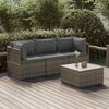 vidaXL 4-tlg. Garten-Lounge-Set mit Kissen Grau Poly Rattan