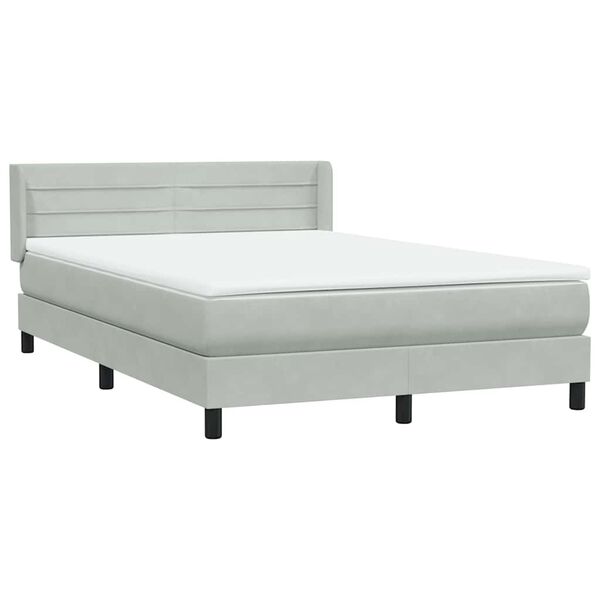 vidaXL Boxspringbett mit Matratze Hellgrau 160x210 cm Samt