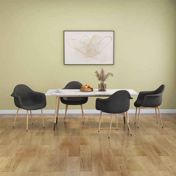 vidaXL Esszimmerst&uuml;hle 4 Stk. Dunkelgrau Stoff