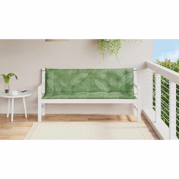 vidaXL Gartenbank-Auflagen 2 Stk. Blattmuster 150x50x7 cm Stoff