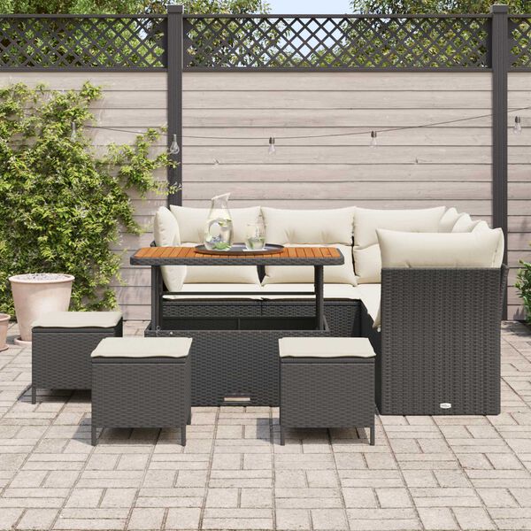vidaXL Gartensofa-set 9 pcs Schwarz Poly-Rattan