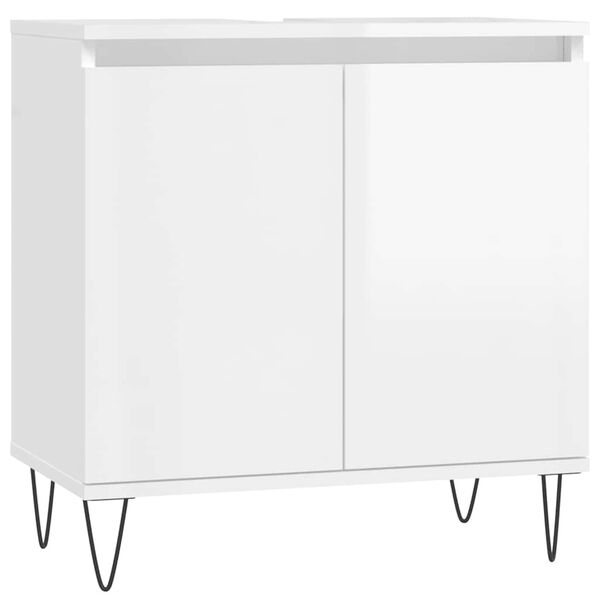 vidaXL Badschrank Hochglanz-Weiß 58x33x60 cm Holzwerkstoff