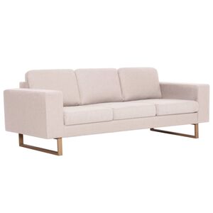 vidaXL 3-Sitzer-Sofa Stoff Cremeweiß