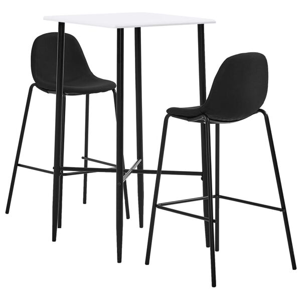 vidaXL 3-tlg. Bar-Set Stoff Schwarz
