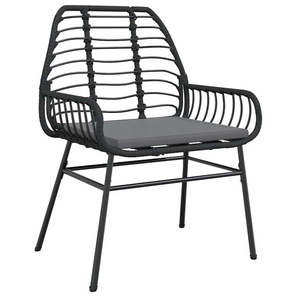 vidaXL 7-tlg. Garten-Essgruppe mit Kissen Schwarz Poly Rattan Glas