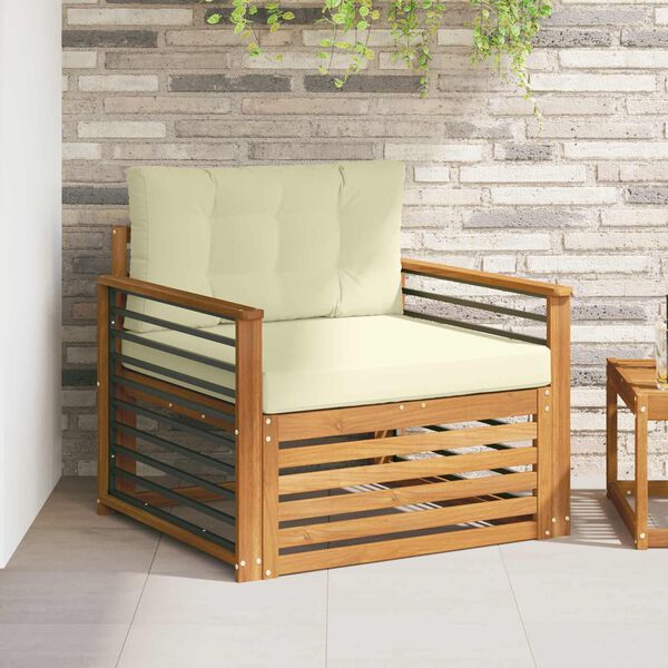 vidaXL Outdoor-Sofagarnitur Massives Akazienholz und Polyester Natur