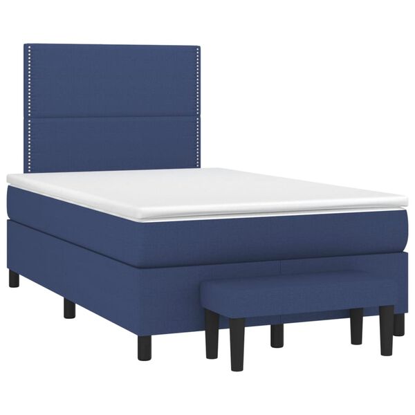 vidaXL Boxspringbett mit Matratze Blau 120x200 cm Stoff