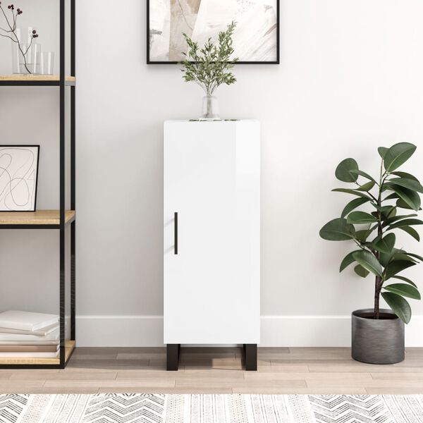 vidaXL Sideboard Hochglanz-Wei&szlig; 34,5x34x90 cm Holzwerkstoff