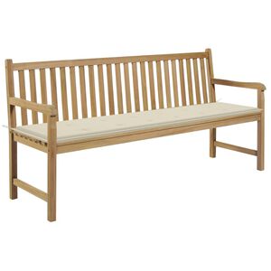vidaXL Gartenbank mit Cremewei&szlig;er Auflage 175 cm Massivholz Teak