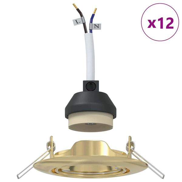 vidaXL Spotlight 12 pcs Gold 9 x 9 x 2,5 cm Metall