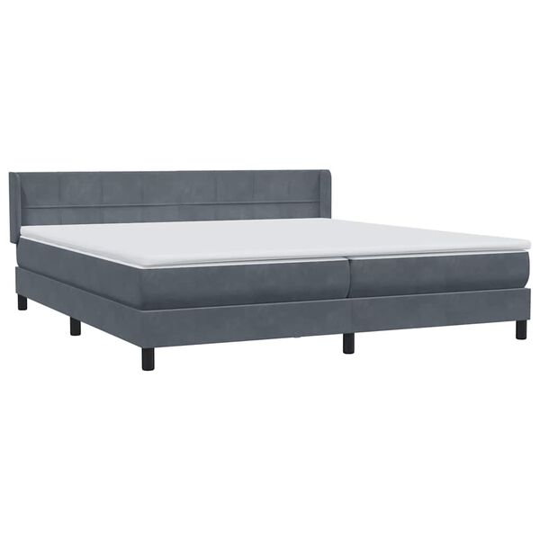 vidaXL Boxspringbett mit Matratze Dunkelgrau 200x220 cm Samt