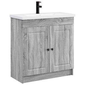 vidaXL Badezimmerm&ouml;bel-Set Grau Sonoma 56 x 37,5 x 81 cm Holzwerkstoff