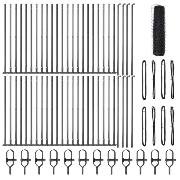 vidaXL Zaunpfosten Grau 100 x 0,8 m (36 mm Maschenweite) Stahl und PVC