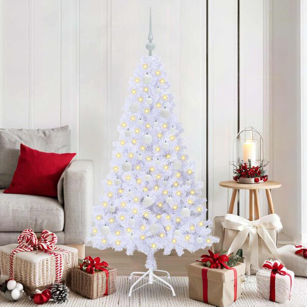 vidaXL K&uuml;nstlicher Weihnachtsbaum Wei&szlig; 150 cm PVC und Stahl