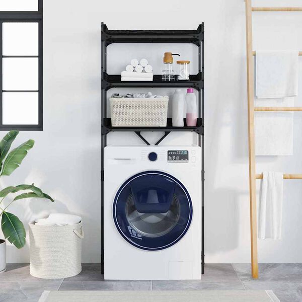 vidaXL Waschmaschinenregal Schwarz 0ak 67 x 25 x 163 cm Holzwerkstoff