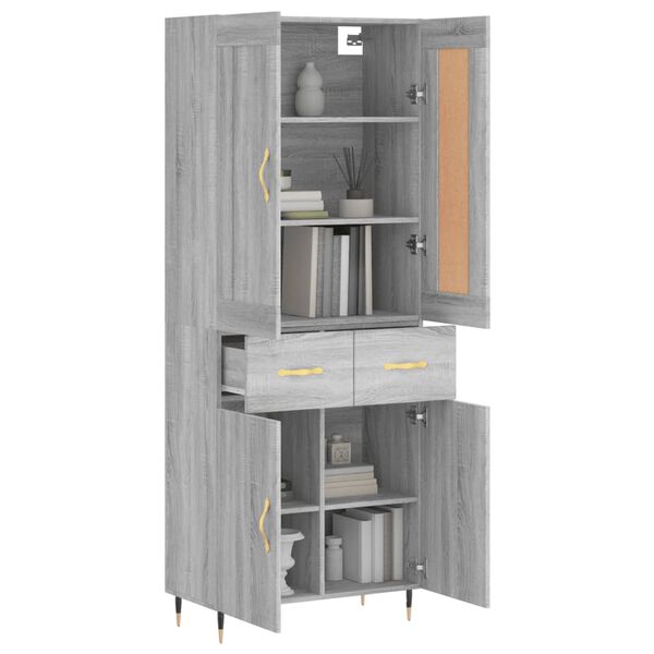 vidaXL Highboard Grau Sonoma 69,5x34x180 cm Holzwerkstoff