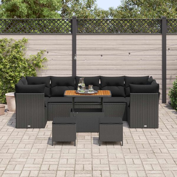 vidaXL Gartensofa-set 10 pcs Schwarz Poly-Rattan