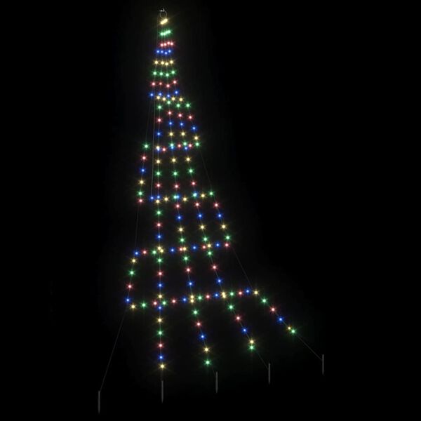 vidaXL LED Weihnachtsbaum mit Erdspießen Mehrfarbig 300 cm Metall