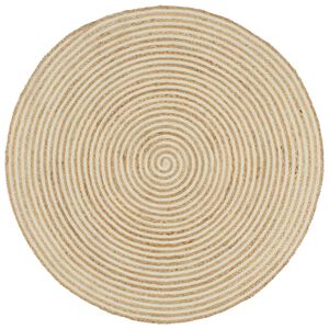 vidaXL Teppich Handgefertigt Jute mit Spiralen-Design Wei&szlig; 90 cm