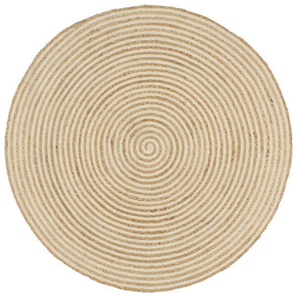 vidaXL Teppich Handgefertigt Jute mit Spiralen-Design Wei&szlig; 90 cm