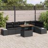 vidaXL Garten-Sofa-Set mit Speicher 7 pcs Schwarz Poly Rattan