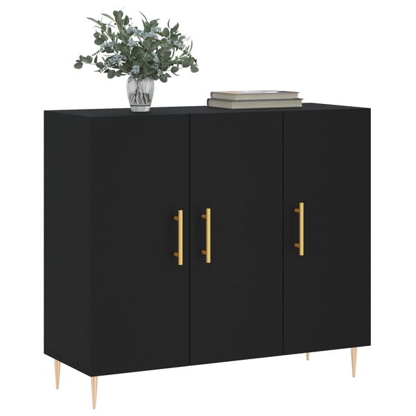 vidaXL Sideboard Schwarz 90x34x80 cm Holzwerkstoff