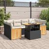 vidaXL 7-tlg. Garten-Sofagarnitur mit Kissen Schwarz Poly Rattan