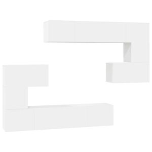 vidaXL 8-tlg. TV-Schrank-Set Wei&szlig; Holzwerkstoff