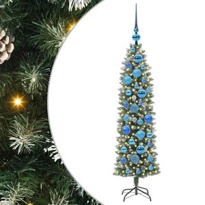 vidaXL K&uuml;nstlicher schlanker Weihnachtsbaum Gr&uuml;n und Wei&szlig; 120 cm