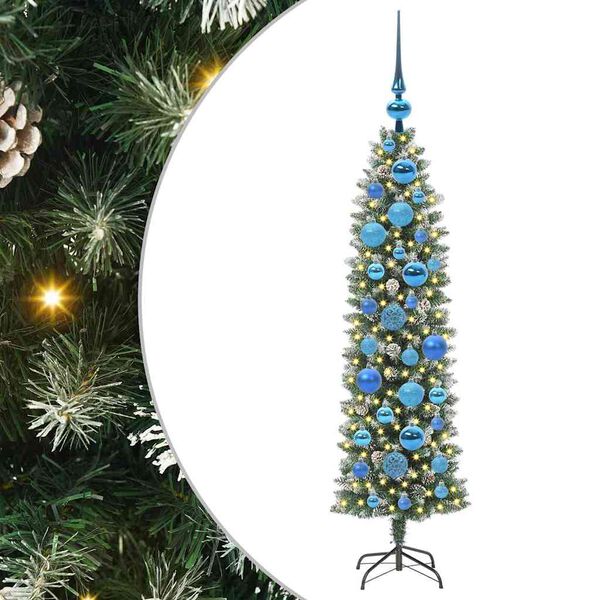 vidaXL K&uuml;nstlicher schlanker Weihnachtsbaum Gr&uuml;n und Wei&szlig; 120 cm