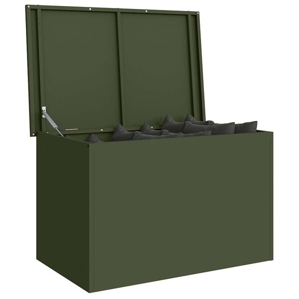 vidaXL Außenlagerbox mit Speicher Olive Grün 80 x 50,5 x 50 cm Stahl