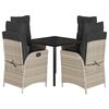 vidaXL 5-tlg. Garten-Essgruppe mit Kissen Hellgrau Poly Rattan