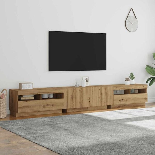 vidaXL TV-Schrank mit LED-Leuchten Artisan-Eiche 260x35x40 cm