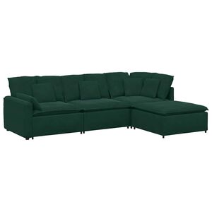 vidaXL Modulares Sofa mit Fu&szlig;hocker Kissen Samt Dunkelgr&uuml;n