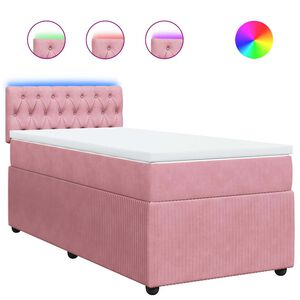 vidaXL Boxspringbett mit Matratze Rosa 80x200 cm Samt