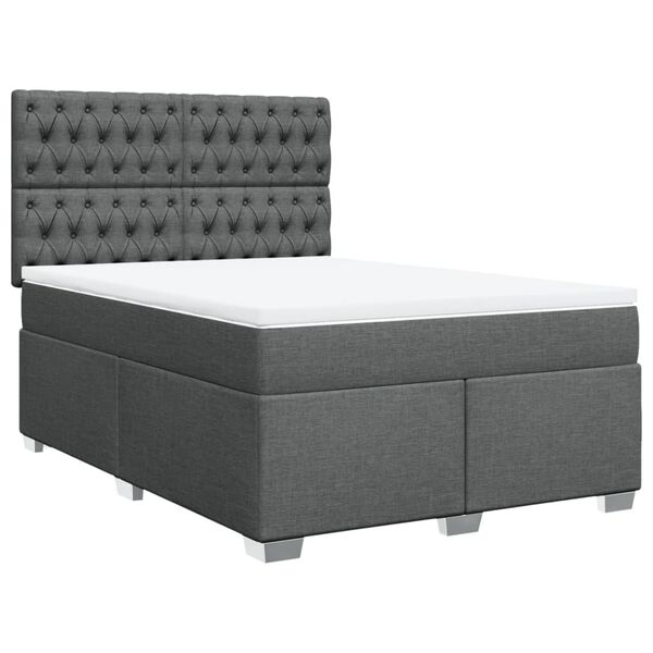 vidaXL Boxspringbett mit Matratze Dunkelgrau 140x190 cm Stoff