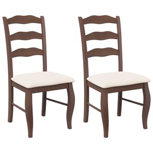 vidaXL Esszimmerst&uuml;hle mit Kissen 2 Stk. Braun Massivholz Gummibaum