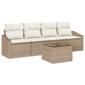 vidaXL Sofa Set 5 stk. Beige und Creme Poly-Rattan
