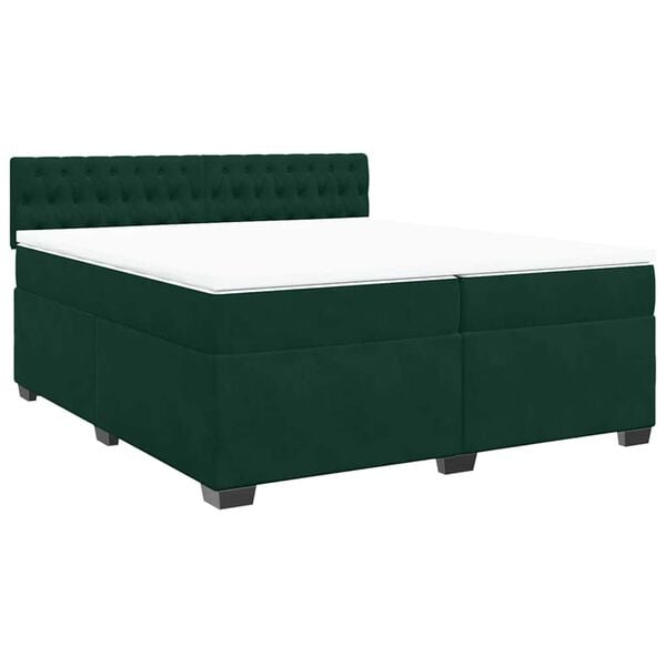 vidaXL Boxspringbett mit Matratze Dunkelgr&uuml;n 200x200 cm Samt