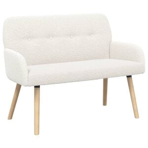 vidaXL 2-Sitzer Sofa mit Massivholzbeinen Creme Boucl&eacute;