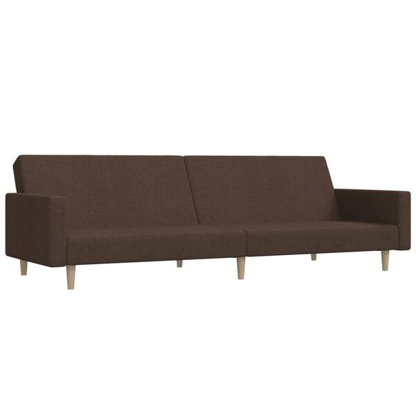 vidaXL Schlafsofa 2-Sitzer mit Fu&szlig;hocker Braun Stoff