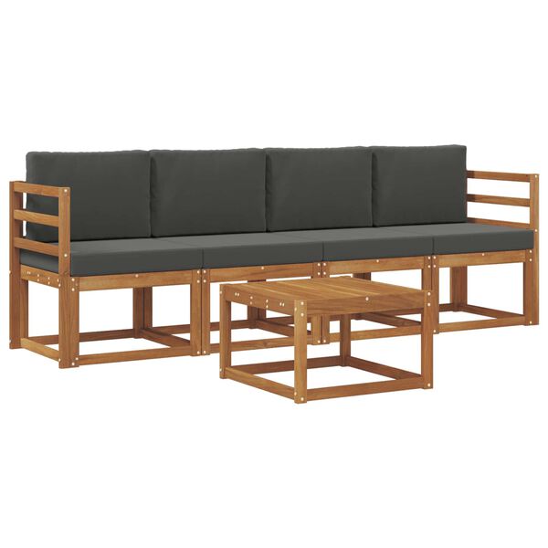 vidaXL Outdoor-Sofagarnitur mit Kissen 5 pcs Natur und Anthrazit