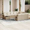 vidaXL 11-tlg. Garten-Sofagarnitur mit Kissen Beige Poly Rattan