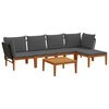 vidaXL 6 stk. Massives Akazienholz & Seil Natur