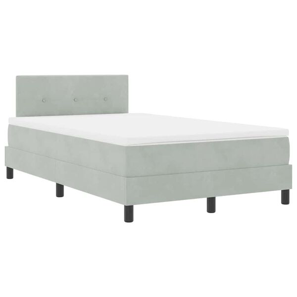 vidaXL Boxspringbett mit Matratze Hellgrau 120 x 190 cm Samt