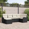 vidaXL Garten-Sofa-Set mit Kissen 6 pcs Schwarz und Weiß Poly Rattan