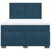 vidaXL Boxspringbett mit Matratze Blau 140x190 cm Samt