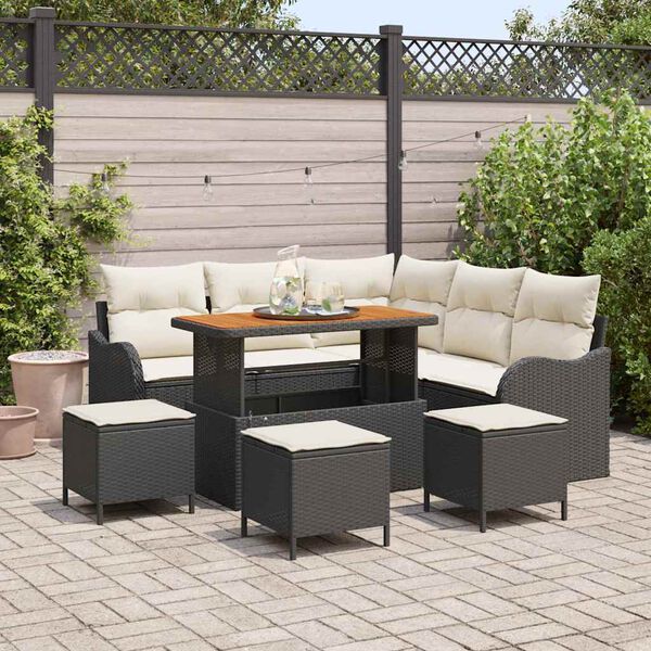 vidaXL Garten-Sofa-Set 9 pcs Schwarz Poly-Rattan