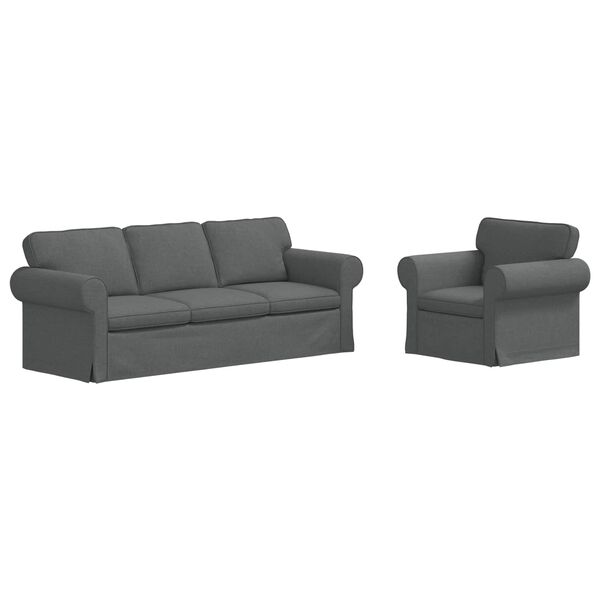 vidaXL Sofa 2 pcs Dunkelgrau 215 x 82 x 80 cm Stoff