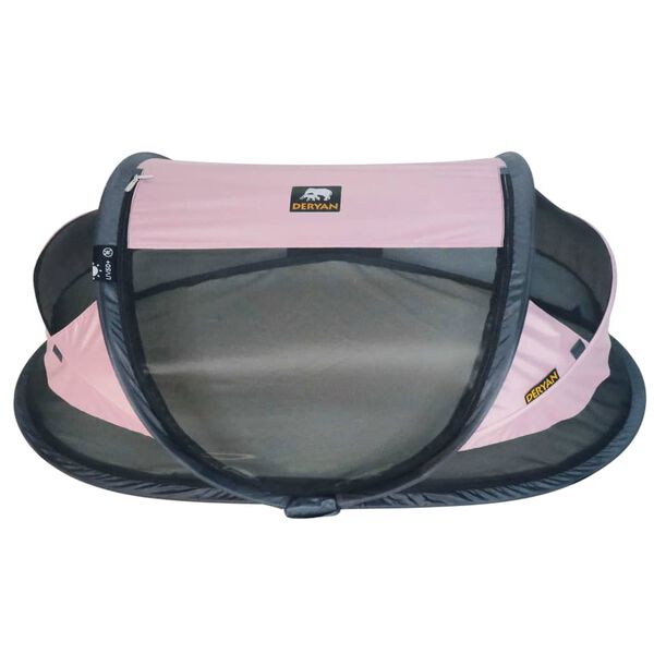 DERYAN Pop-Up-Reisebett Baby Luxe mit Moskitonetz Rosa